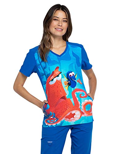 Cherokee Tooniforms TF637 Women's V-Neck Top, Hank-Tastic, Medium