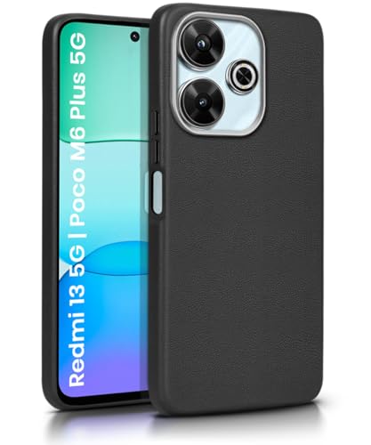 Image of WOW IMAGINE Back Cover for Mi Redmi 13 5G | Poco M6 Plus 5G | Ultra Slim Flexible Non-Slip Grip | Inner Fabric | Metal Camera Ring & Lightweight Soft Silicone Mobile Case - Black