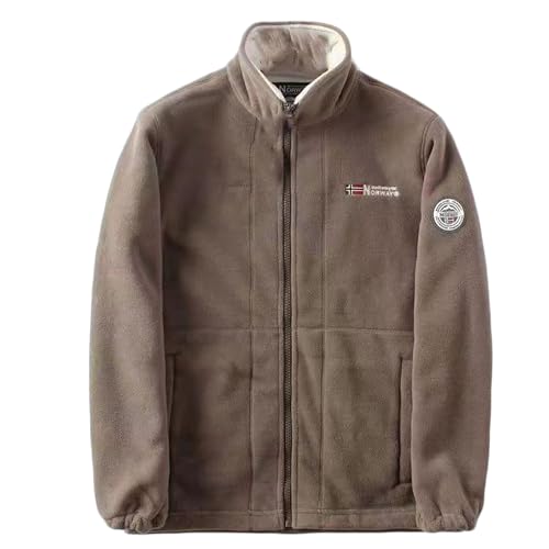 Dressnu Chaqueta de hombre casual suelta de doble cara forro polar acolchado grueso, Caqui, Large