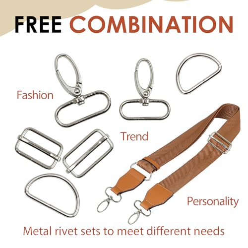 FunWorth 30 Stück Taschenzubehör zum Nähen, D-Ringe, Leiterschnallen, Dreh-Karabiner aus Metall für DIY Nähen, Hundegeschirr, Schlüsselanhänger Korrosionsbeständig, 360° Rotationsfunktion
