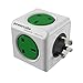 Price comparison product image PowerCube Original 5way Wall Socket Adapter Outlet with Resettable Fuse (Kelly Green)