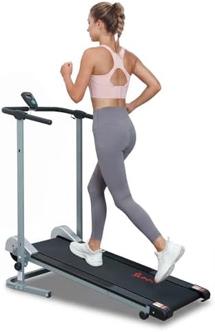 Sunny Health & Fitness Foldable Treadmill, Manual Compact Mini Tr...