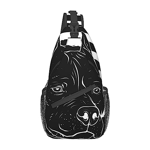 Sling Bag pitbull black and white american flag Crossbody Personal Pocket Bag Lightweight Chest Shoulder Backpack for Travel Hiking