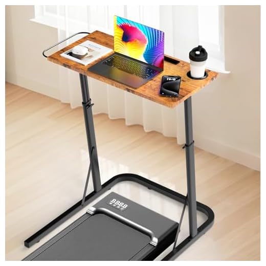 Adjustable Treadmill Walking Pad Desk, for Bike/Cycling Trainer, Workstation Standing Desk, Trainer Stand Table for Indoor, Treadmill Attachment-Exercise While Working or Watching TV, Rustic Brown
