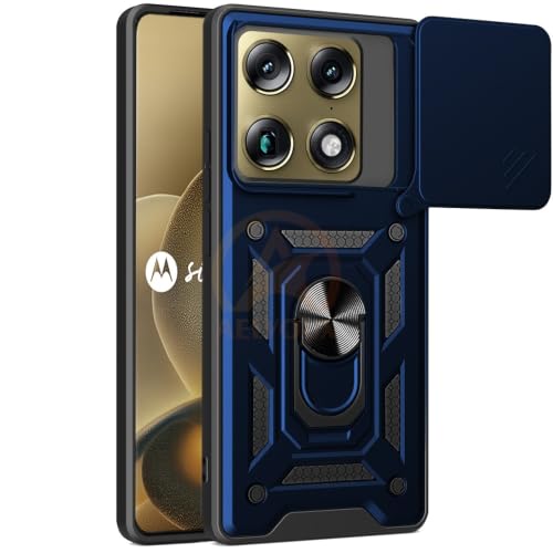 Image of Armor Bumper Back Cover Case for Motorola Moto Signature 5G | Rotating Camera Cover, Ring Holder & Kickstand | Heavy Duty & 360 Degree Protection Motorola Moto Signature 5G Back Cover (Blue)