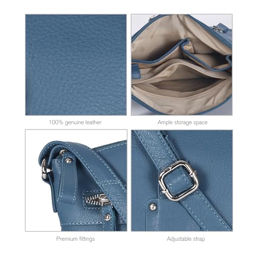 Image of Oak Leathers Leather Crossbody Bag For Women With Adjustable Sling Strap - Medium Size Crossover Shoulder Handbag Purse