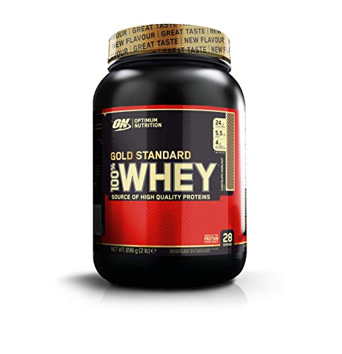 Optimum Nutrition ON Gold Standard 100% Whey Proteína en Polvo Suplementos Deportivos, Glutamina y Aminoacidos, BCAA, Chocolate y Avellana, 28 porciones, 900g, Embalaje puede variar