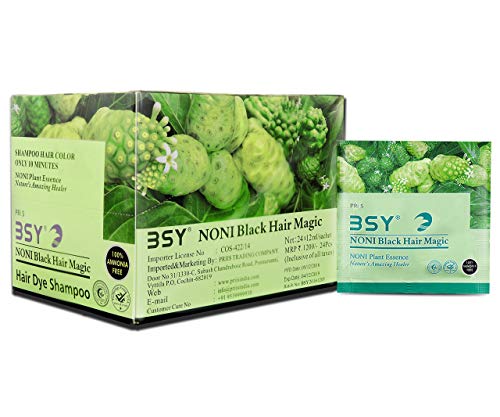 Image of 3 IN 1 Natural 5-Min Hair Colour Shampoo Black | Ammonia Free Long Lasting Hair Color Noni Fruit Extract No Hair Loss Grey Coverage Hair Dye for Women & Men (12ml-12 Sachet)