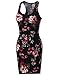 Awesome21 Floral Print Sleeveless Racer-Back Mini Body-Con Dress New Black S