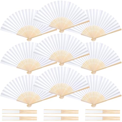 DomeStar 15 Pcs White Paper Fans Handheld Bulk 8.3 Inch Foldable Hand Fan Folding Fans Handheld for Women Paper Fan for Wedding Guests Bridal & Baby Shower Favors Party Decorations