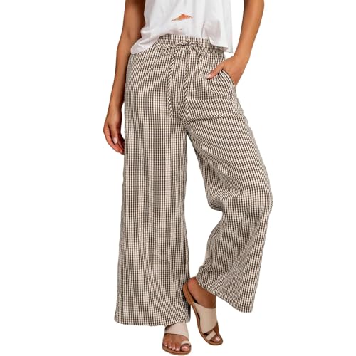 Pantalon vichy à jambe large idéal pour vos terrasses d'été ensoleillées