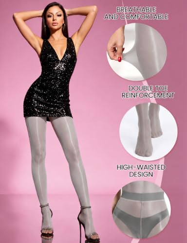 Image of Buauty Shimmer Tights for Women, Shiny Oil Pantyhose Stockings, Oil Bright Shaping Tight Ultra Shiny Sheer Tights High Waist