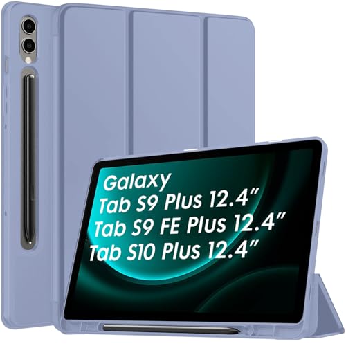 Image of Robustrion Cover for Samsung Galaxy Tab S9 FE+ / Tab S10 Plus /Tab S9 Plus 12.4 inch Cover Case with [S Pen Holder] for Samsung Tab S9 FE Plus / S9+ / S10+ Tablet Cover [Auto Sleep /Wake] - Lavender