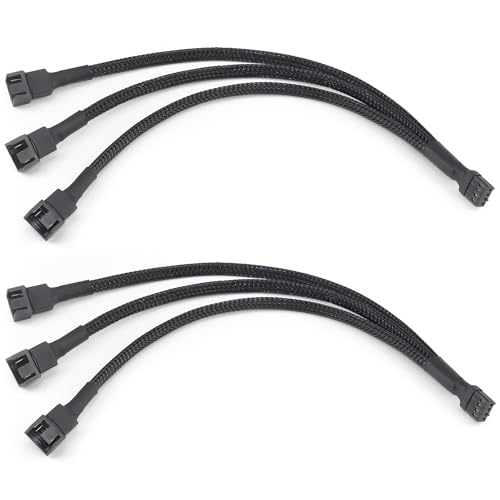 Gavemi 2-Way PC Fan Splitter 12 Inch PWM Cable for 3/4 Pin Cooling Fans