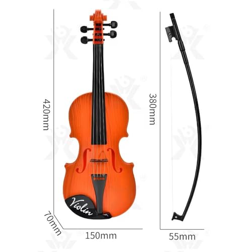 Violino Infantil Musical Com Arco 4 Cordas 42cm Marrom Luxo