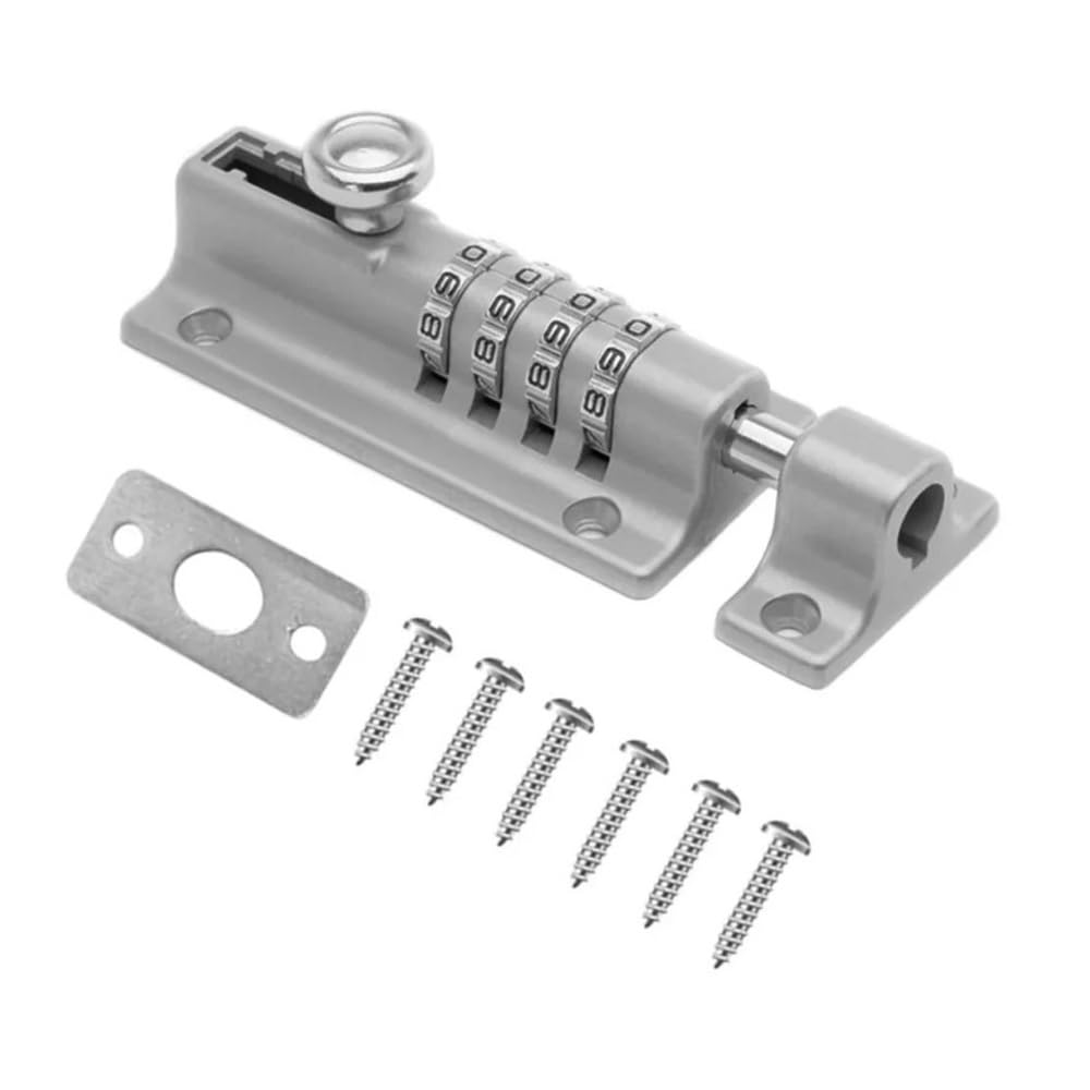 Resetable Combination Gate Latch Lock,Keyless Door Bolt(Silver)