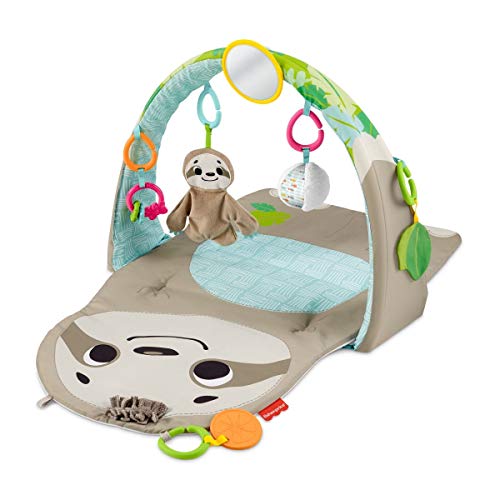 Image of Fisher-Price Ready to Hang Sensory Sloth Gym, infant activity mat with toys for tummy time and play
