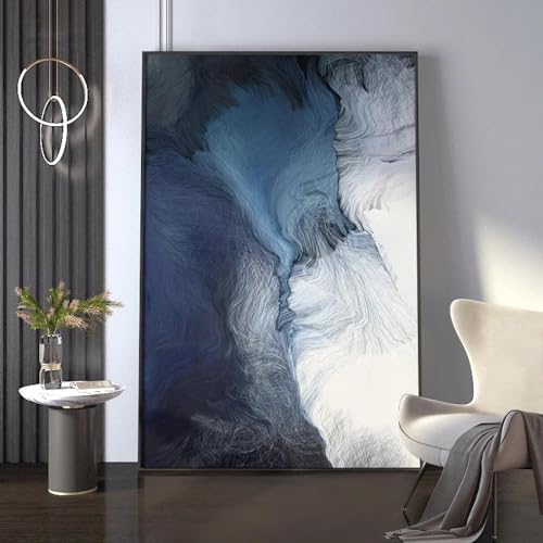 Peinture murale pour salon moderne au design bleu foncé