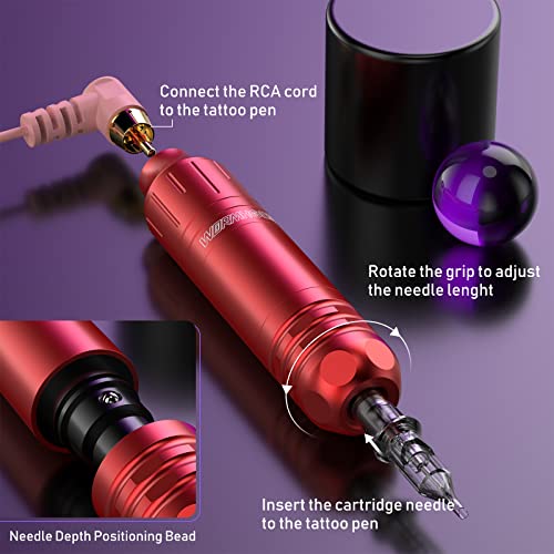 Image of Tattoo Kit, Wormhole Tattoo Machine Kit Rotary Tattoo Machine 20pcs Cartridge Needles 10pcs Tattoo Ink Complete Tattoo Practice Pen Kit for Beginners and Tattooists WTK144