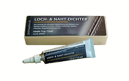 fishingglue.de Loch- & NAHT-DICHTER 12g; Die Reparaturlösung für Zelt, Isomatte, Schirm, Regenjacke, Markise usw. aus Vinyl, PVC und PU Cover