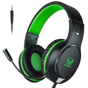 H-10 Gaming Headset for PS4, Xbox One, PC, PS5, Nintendo Switch, Stereo Wired Noise Cancelling Over Ear Headphones with Mic for Kids Adults, Bass Surround, Soft Memory Earmuffs, Green
