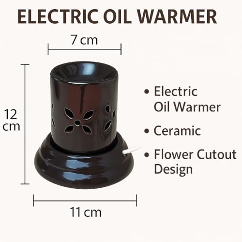 Image of Indian Fragrance Ceramic Electric Aroma Diffuser Lamp| Oil Burner Night Lamp for Home, Bedroom & Office | Decorative Fragrance Diffuser with Warm Light (White, Rose)