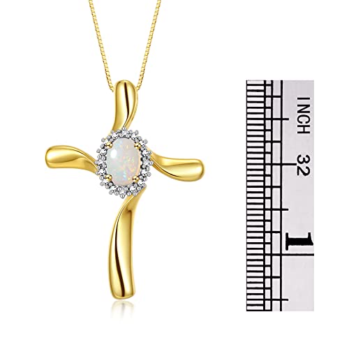Rylos Sterling Silver Cross Necklace: Gemstone & Diamond Pendant, 18" Chain, 7X5MM Birthstone, Elegant Women's Jewelry3