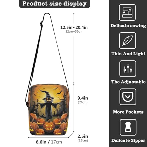 Crossbody Bag Halloween Pumpkin Messenger Bag for Women Men Purse Shoulder Bag Satchel Bag with Adjustable Strap 202a07733