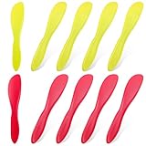 10 Pieces Plastic Butter Spreader Multi Purpose Butter Knife Spreader Versatile Butter Knife Frosting Knives for Soft Cheese Butter Cream Icing, Red and Yellow, 7 x 1.4 Inch