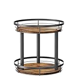 LAMU 10'' Wood Lazy Susan Spice Rack Organizer, 2 Tier Spice Organization for Cabinet, Countertop, Kitchen, Table Top, Pantry, Condiment and Seasoning Rack Organizer