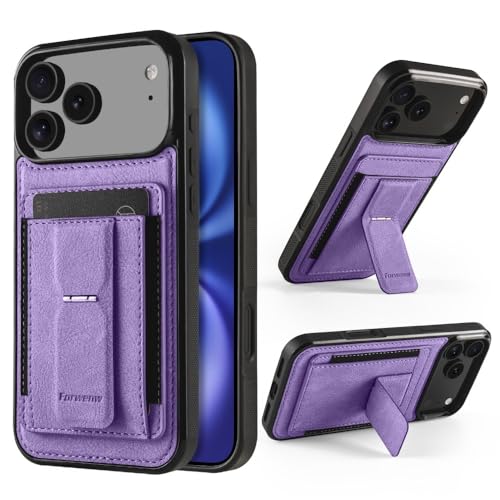 Coque portefeuille iPhone 12 cuir violet pour ranger vos cartes et poser le téléphone