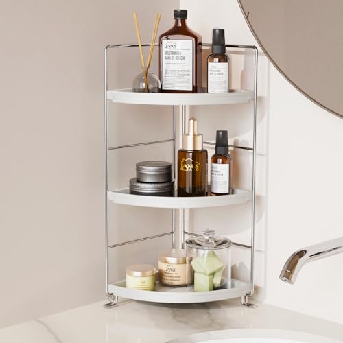 Image of 3-Tier Bathroom Counter Organizer, Plastic Bathroom Organizer, Tool-Less Installation Makeup Vanity Tray, Bathroom Organizer Countertop Skincare Perfume Organizers (Chrome)