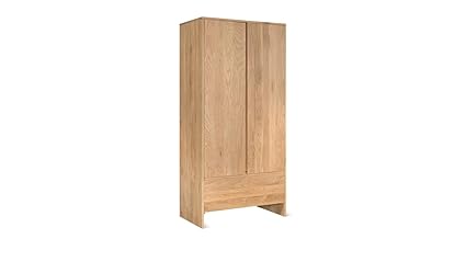 Pooja Art Enterprises Solid Wooden Storage Wardrobe | Almirah with Drawer & Shelf Storage for Living Room, Bedroom, Hotel & Home, Natural Finish, (96.52W x 55.88D x 203.2H CM)