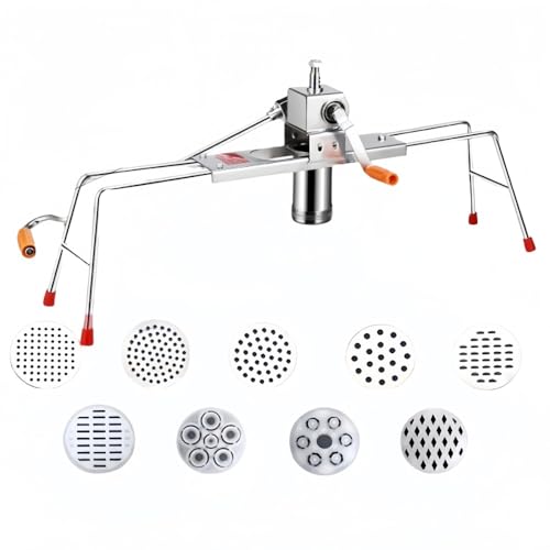 JoFist多機能製麺機 手動パスタマシン 家庭用 ヌードルメーカー 9種類の麺カッター付き 水洗い可 ステンレス製 初心者向け そば うどん ラーメン 生パスタ対応 (シルバー,通常タイプ)