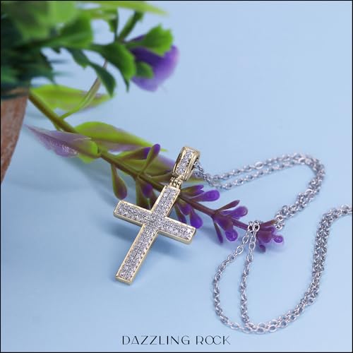 Dazzlingrock Collection 0.18 Cttw Round White Diamond Micro-Pave Cross Slider Unisex Pendant Necklace in 10K Solid Gold3