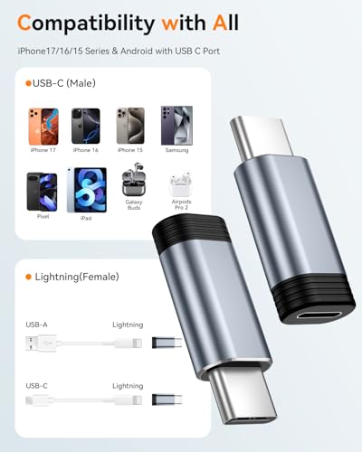 image for Temdan 4 Pack Lightning to USB C Adapter for iPhone 15/16/17 Pro/17 Pr