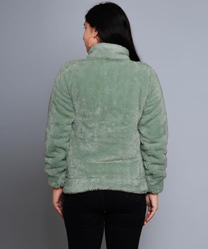 Image of Women's Ultra-Soft Plush Fleece Winter Jacket with High Neck & Full Front Zipper | Warm Cozy Fur Coat for Casual, Travel, Outdoor & Daily Cold Weather Wear