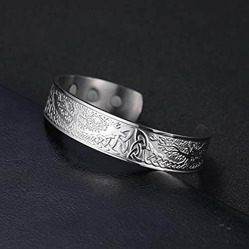 Dreamtimes Tree of Life Bracelet Cuff Viking Celtic Knot Cuff Bangle Bracelet for Women Men Health Care Stainless Steel Tree of Life Bracelet Mens Silver Cuff Bracelet