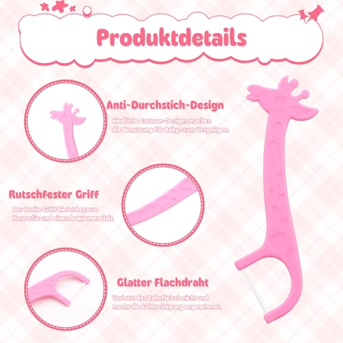 KASURE 160 Stück Zahnseide Sticks Kinder, Dental Floss Kids, Zahnseide Kinder für engen Zahnzwischenräume mit 4 Bunte Griffe in Tierformen, Dental Floss Sticks Zahnpflege (4x40 Stück) – Bild 4