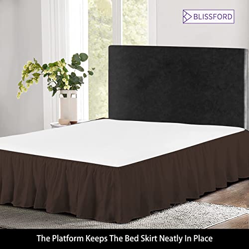 Shopbedding Ruffled Bed Skirt (Queen, Brown) 14 Inch Drop Dust Ruffle With Platform, Poly/Cotton Fabric, Available In All Bed Sizes And 16 Colors - Blissford #TOP2