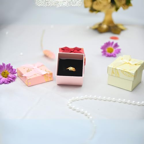 Image of Ring Box Small Gift Boxes Sturdy Cardboard Cube Box for Jewelry Pendant (6, Assorted Color)