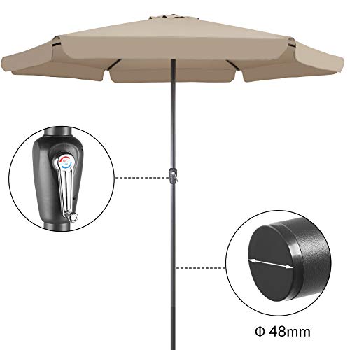 Kingsleeve Parasol 330 cm Taupe UV-bescherming 50+ Handslinger Waterafstotend - Afbeelding 4