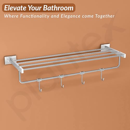 Image of Plantex Stainless Steel Towel Rack for Bathroom /Towel Stand /Towel Hanger /Towel Holder /Bathroom Accessories - Nexa (Chrome) 24 Inch