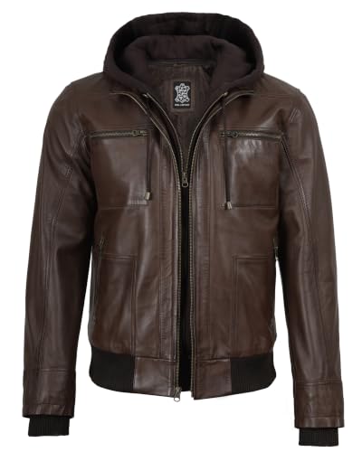 Image of Blingsoul Leather Jacket Men With Detachable Hooded - Real lambskin Leather Jackets For Mens