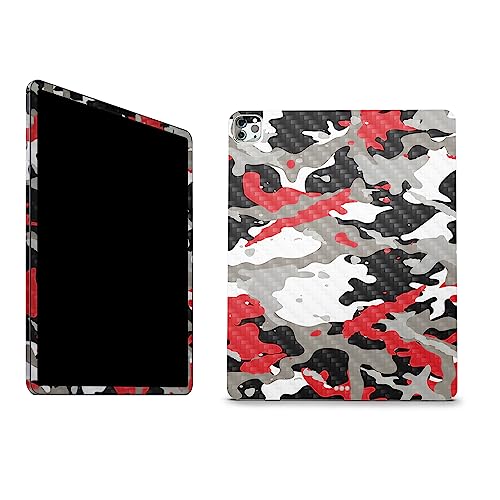 Image of MightySkins Carbon Fiber Skin Compatible with Apple iPad Pro 12.9 inch M2 6th Gen (2022) Full Wrap Kit - Red Camo | Protective, Durable Textured Carbon Fiber Finish | Easy to Apply | Made in The USA