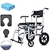Silla De Ruedas Inodoro, Silla De Ruedas De Ducha Puede Empujar La Cabeza De La Cama Inodoro Silla De Baño con Reposapiés Plegable Cojín De Esponja Almacenamiento De Fácil Montaje para Ancianos Disc