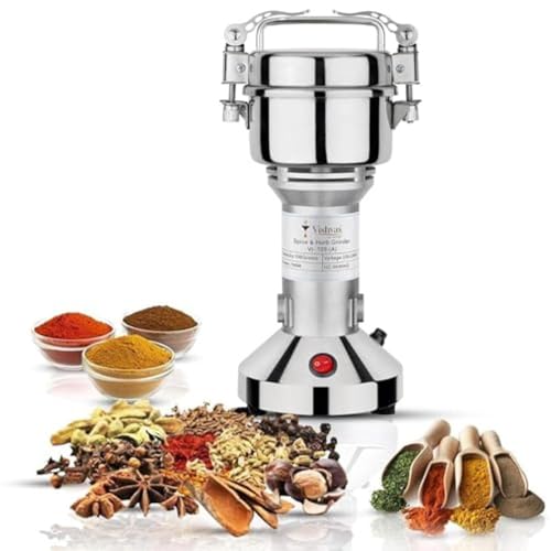 Image of Smallest Masala Grinding Machine for Home Use with 100gm Capacity Portable Indian Spice Grinder Machine for Home VI-100(A) (VI-100(A)) Stainless Steel