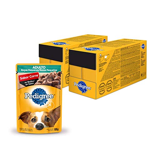 Kit Ração Úmida Pedigree Sachê Carne ao Molho para Cães Adultos de Raças Pequenas 36x100g