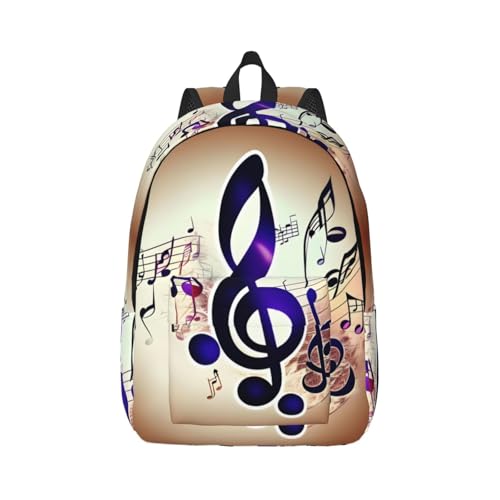 Sac à dos de voyage imprimé notes de musique violet pour la randonnée et l'extérieur