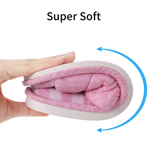 Shevalues Women's Soft Indoor Slippers Open Toe Cotton Memory Foam Slip On Home Shoes House Slippers, Dark Pink,9-9.5 Women / 7.5-8 Men #TOP4